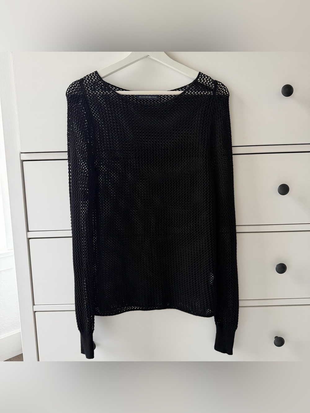 NEW! Brandy Melville Black Open-Weave Mesh Knit Sweater